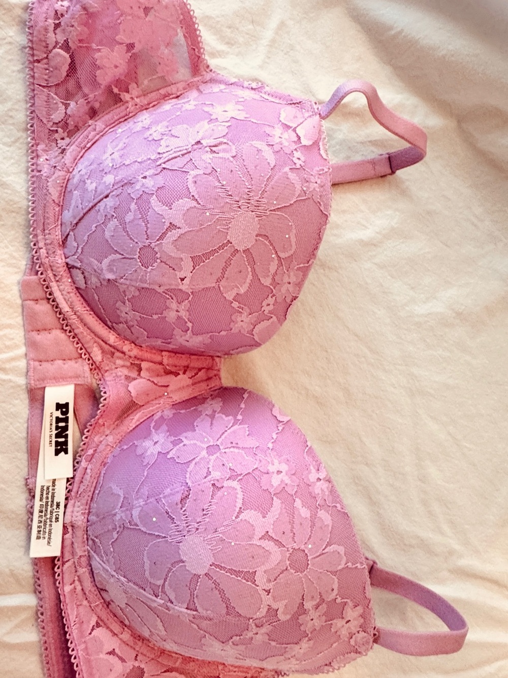Victoria's Secret PINK Lavender Pink Lace Push-Up Bra